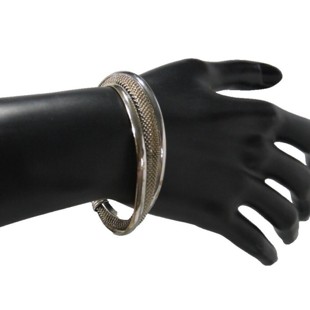 Vintage stamped 925 silver and silver plate cuff bracelet 26.01g HAS SOME DAMAGE